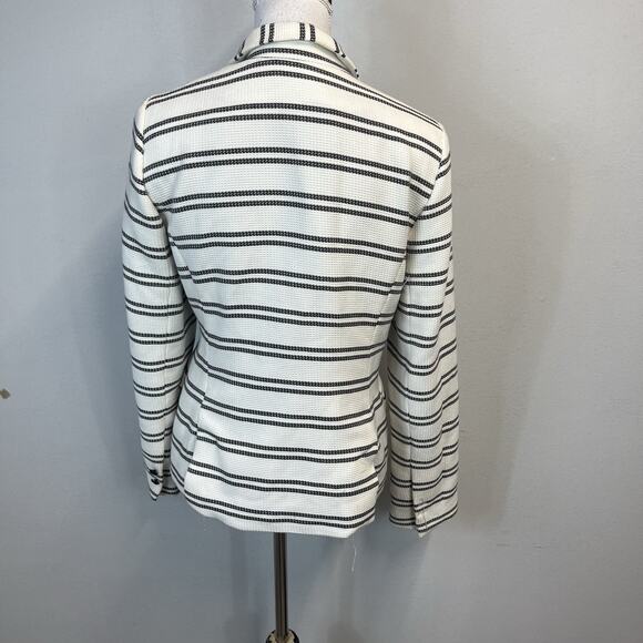 Kenar Blazer Jacket size Medium Black Ivory Tweed Striped Career Church Suit - Picture 7 of 8